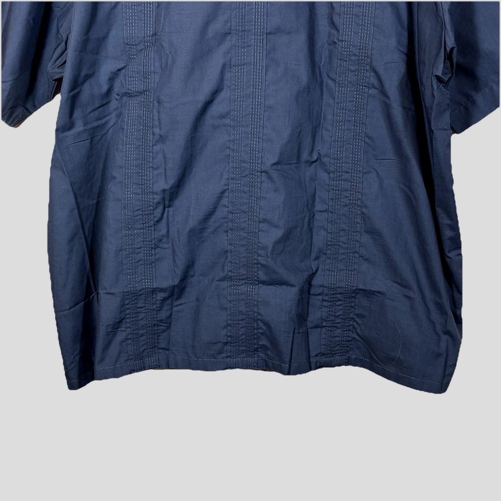 Vintage Haband Guaybera Zip Up Shirt Dark Blue Vacation Islands Tropical XXL - Picture 9 of 9